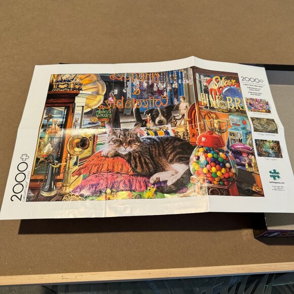 Buffalo Games Curiosity Shop 2000 Piece Jigsaw Puzzle Complete Colorful Cat Dog - Picture 4 of 7